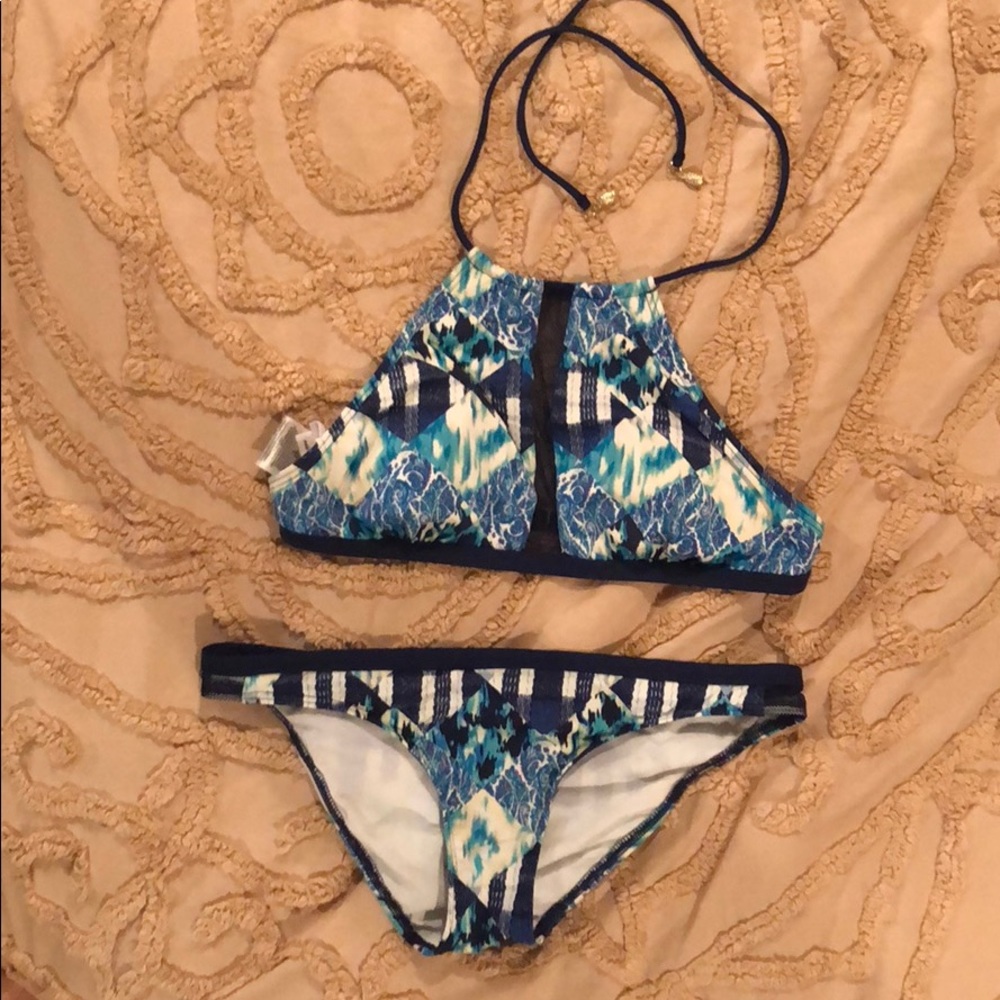 Two piece blue & white bcbg swimsuit